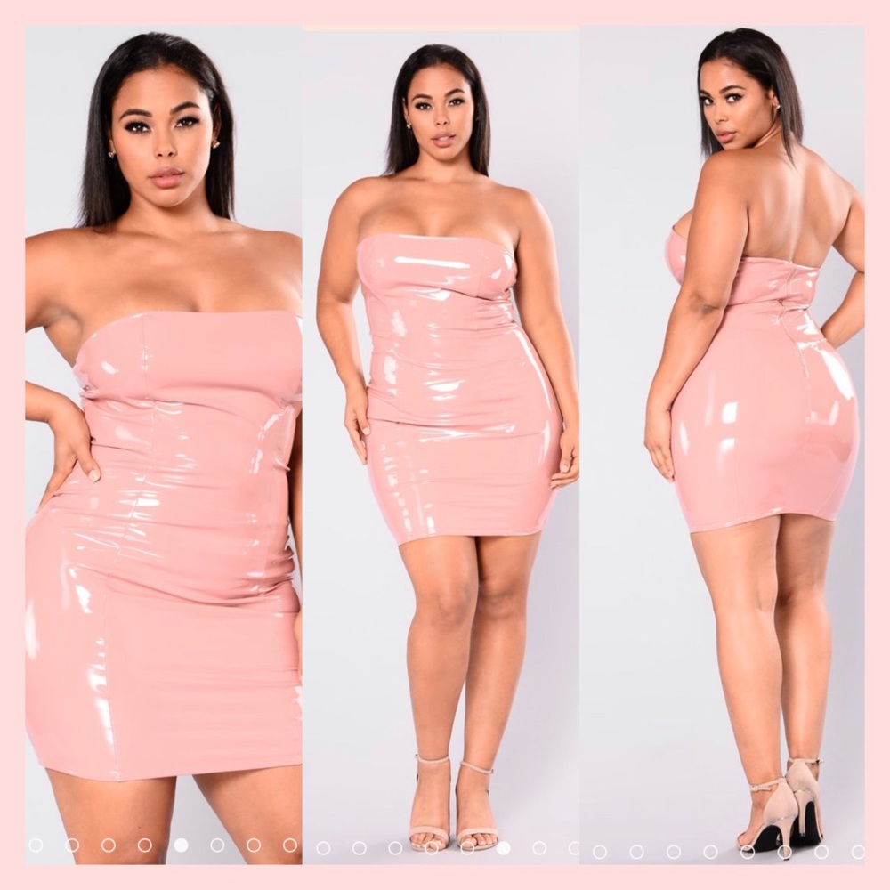 NWT; Mauve Latex sexy strapless dress